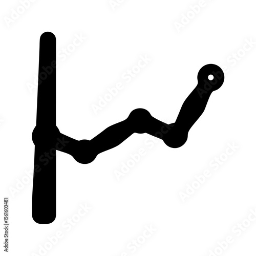 Abstract black vector graphic design representing a mechanical linkage or jointed arm