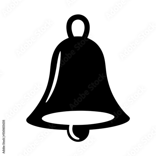 Black Icon of a Bell, A simple black icon depicting a traditional bell, ideal for notifications, events, or alert-related themes.

