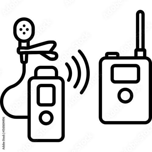 Wireless lavalier microphone outline icon vector