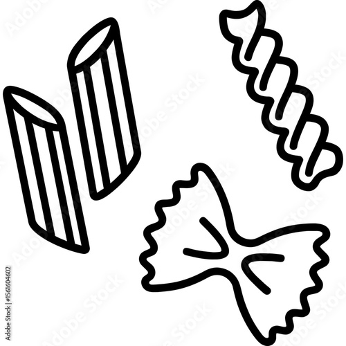 Pasta shapes outline icon vector