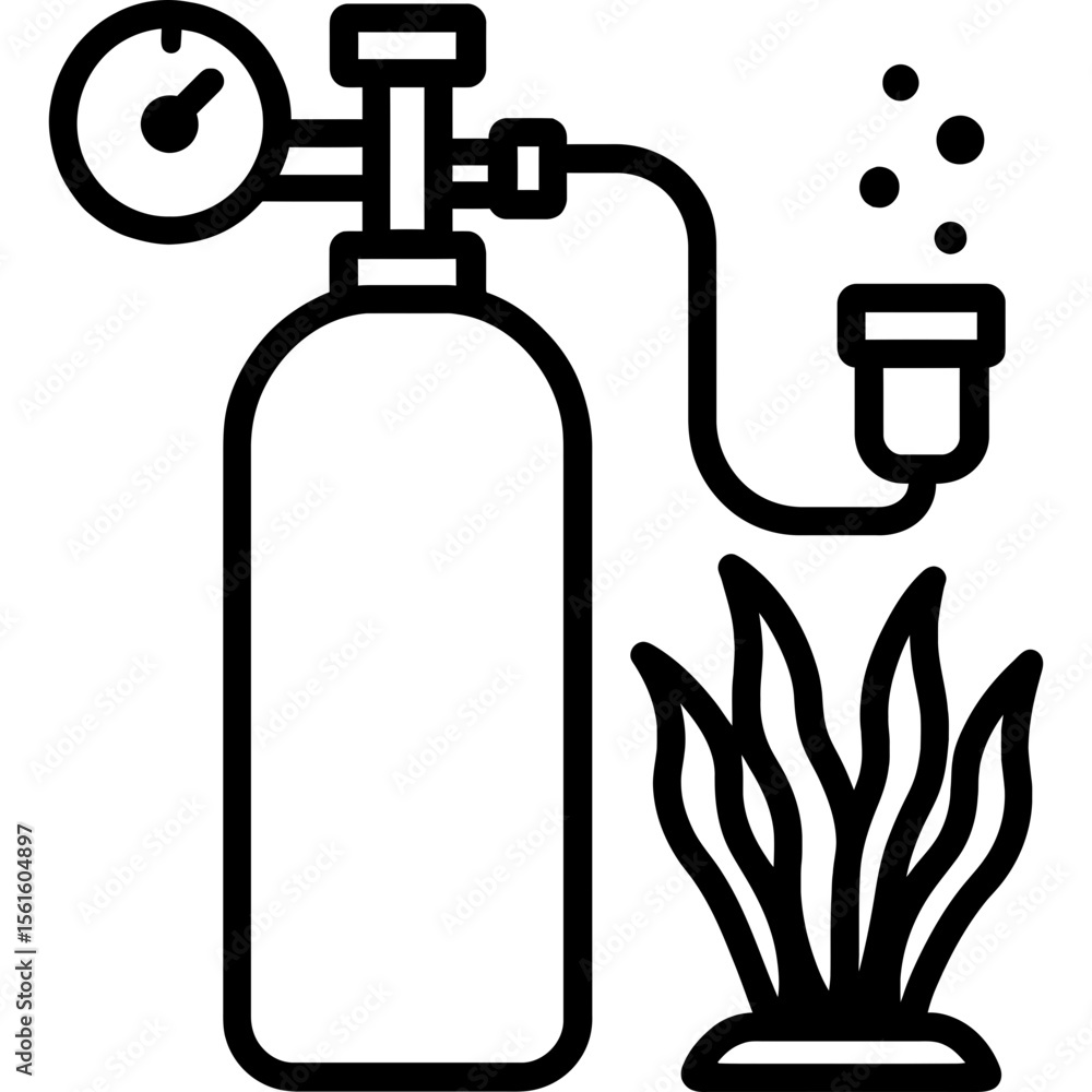 Aquarium co2 system outline icon vector Aquarium co2 system outline icon vector