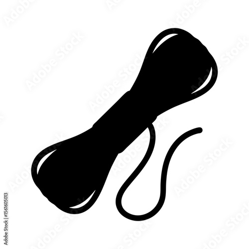Black Silhouette Depiction of a Spool of Thread or Twine with Loose End