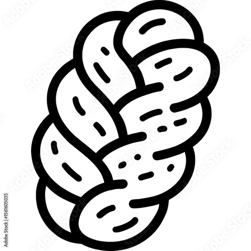 Challah bread braided loaf outline icon vector