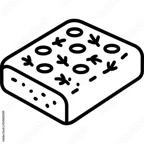 Focaccia bread outline icon vector