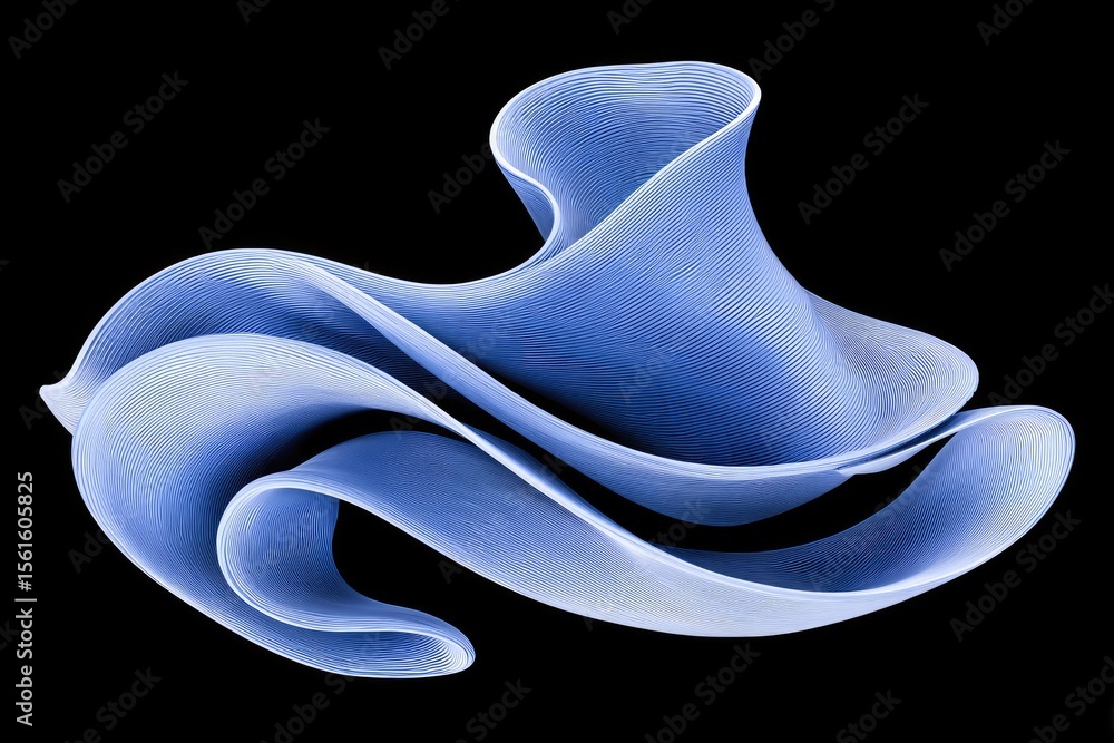Obraz premium Fluid, sculpted form, light-blue, abstract