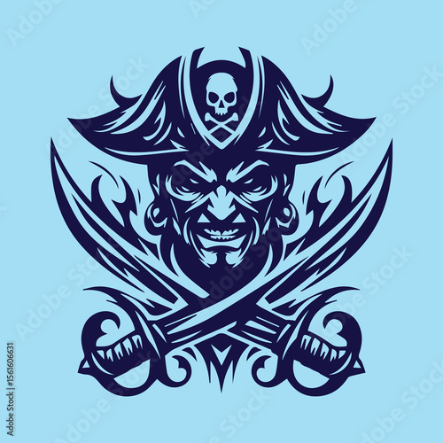 Monochrome style pirate illustration