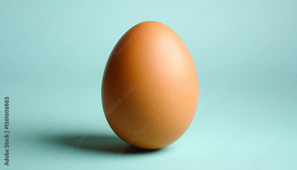 Fototapeta premium A single brown chicken egg standing upright