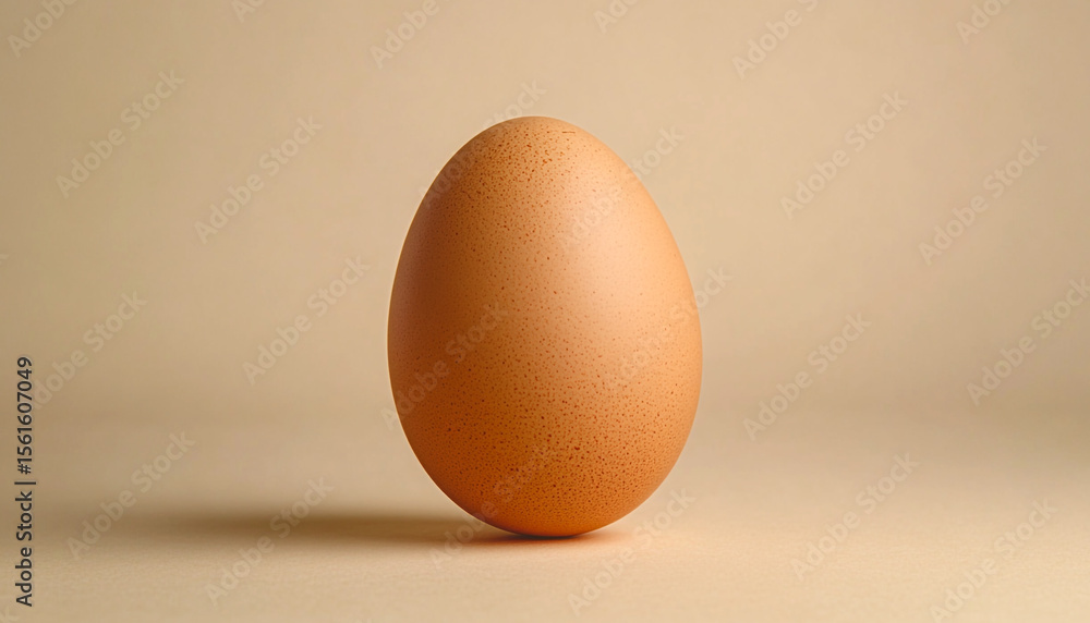 A single brown chicken egg standing upright A single brown chicken egg standing upright