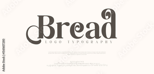 Bread, elegant alphabet letters font logo. Typography luxury classic lettering serif fonts decorative wedding vintage retro logos, design for fashion,beauty shop and brand . vector illustration
