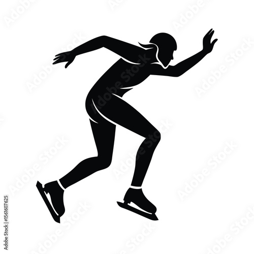 Dynamic silhouette of speed skater in motion demonstrating athletic prowess and winter sportsmanship