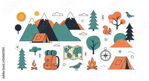 Explore the Great Outdoors With Essential Camping Gear and Scenic Mountain Landscapes Featuring Wildlife and Natural Elements