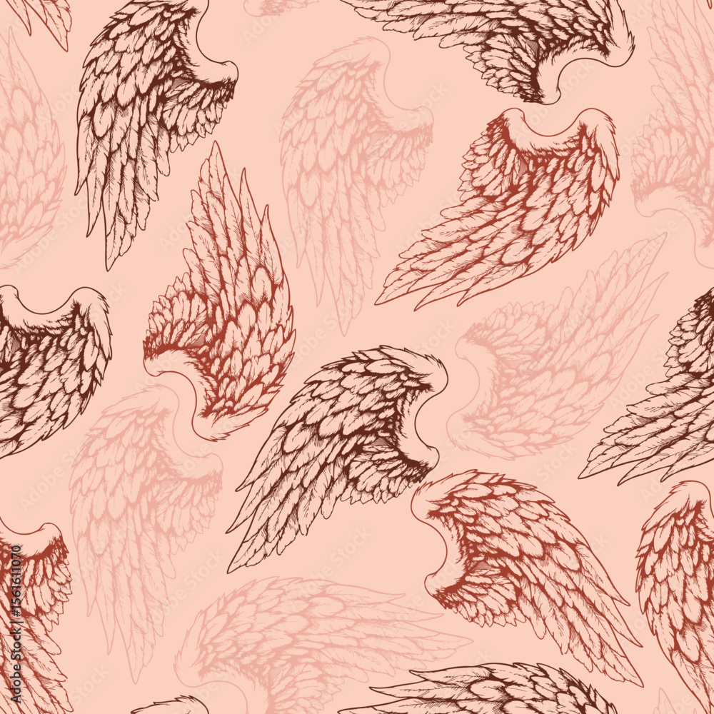 Fototapeta premium Angel Wings Seamless Pattern Design