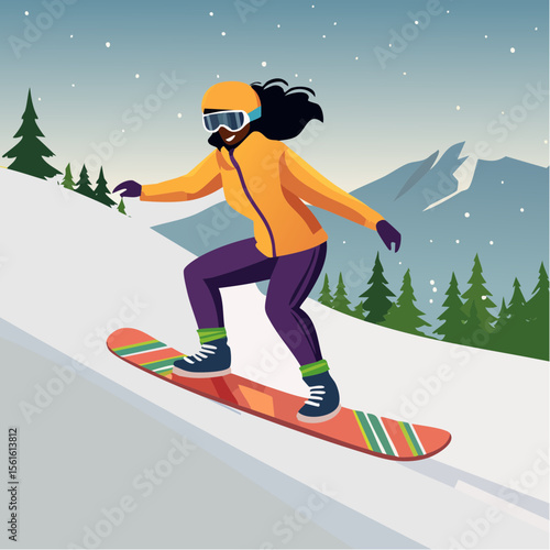 person snowboarding down a steep slope with snow spray