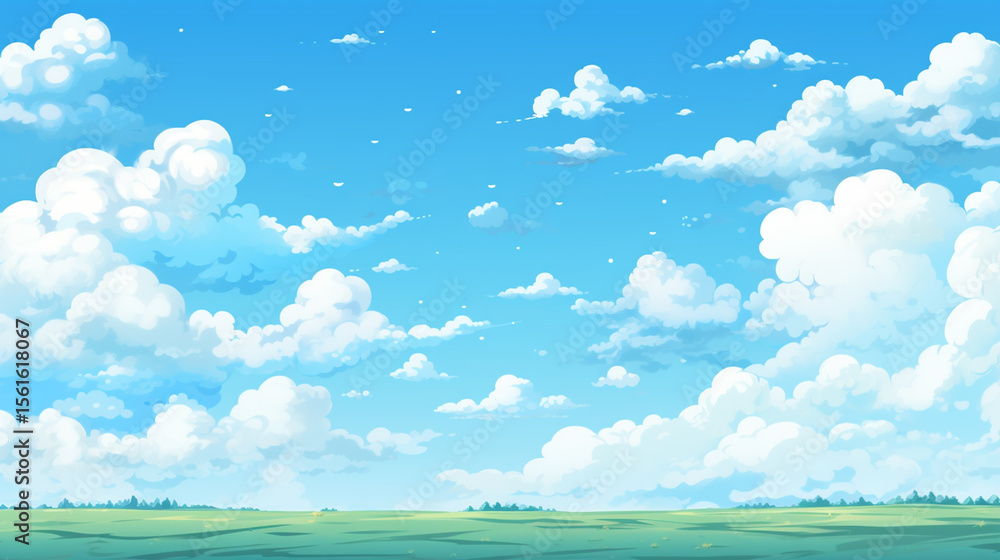 Fototapeta premium Captivating Landscape: Sky, Clouds, and Sunset in an Enchanting Oil Painting View. Mesmerizing Wallpaper with a Blend of Light Colors, Shades of Purple, Anime-style Magic, and Vibrant Splashes