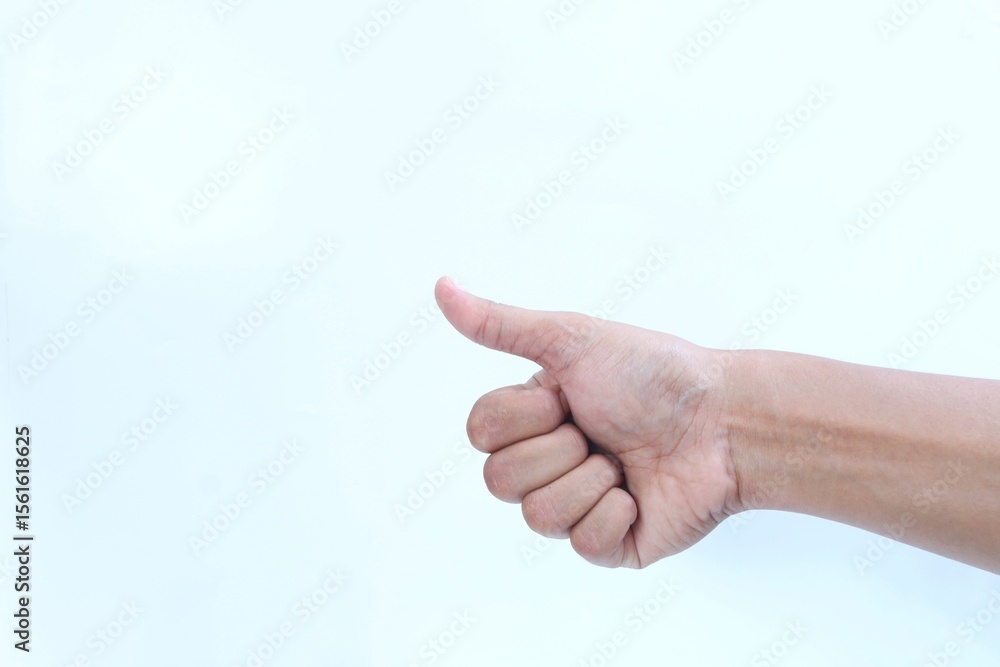 Thumbs up gesture as a symbol of approval or satisfaction with something Thumbs up gesture as a symbol of approval or satisfaction with something
