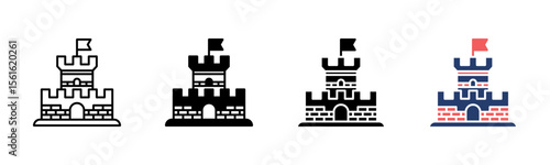 Fortress Tower icon sheet multiple style collection