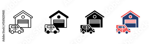 Parking Garage icon sheet multiple style collection