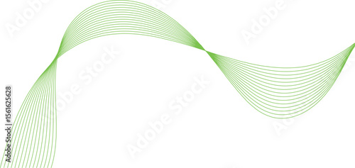 Abstract green lines on a white background. Modern technology wave design. Vector illustration .abstract background, wavy abstract green lines in wave shape, data flow concept, white background	