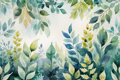 watercolor enchanted foliage leaves art wallpaper for tranquil decorating with gentle hues