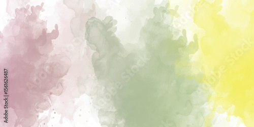 Watercolor abstract isolated background green and yellow colors Colorful watercolor background with painted sunset sky colors of pink blue purple green and yellow, abstract beautiful 
 
