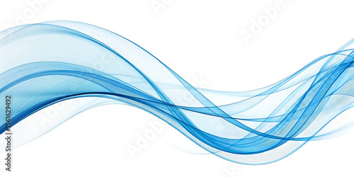 Abstract flowing blue wave lines on a transparent background isolated on transparent background