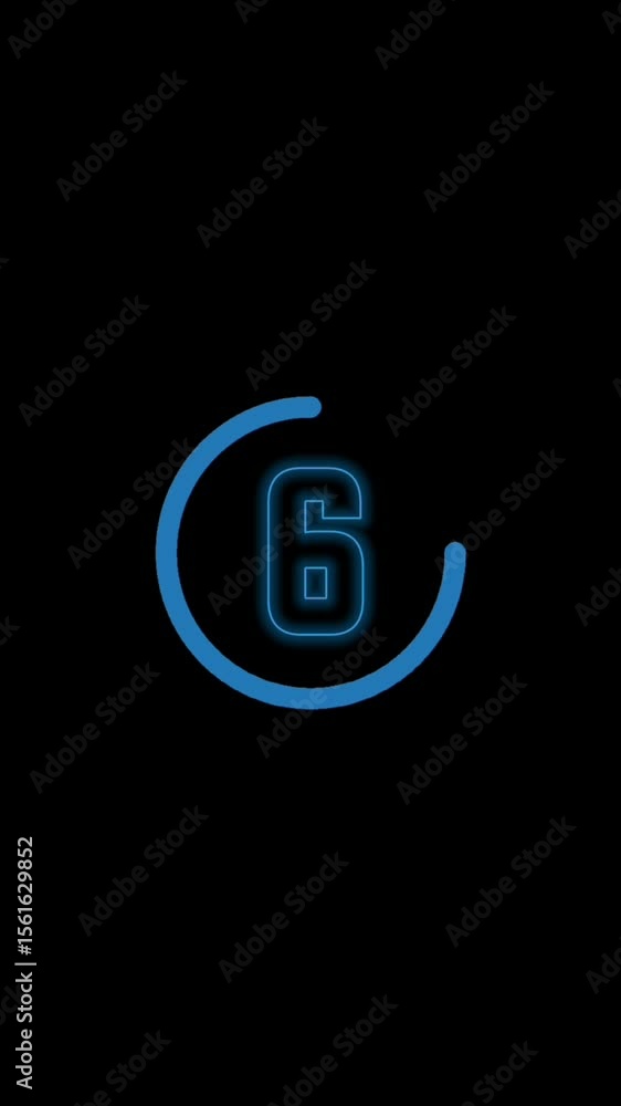 countdown animation of ten blue neon lights with a blue circular loading line on a black vertical screen countdown animation of ten blue neon lights with a blue circular loading line on a black vertical screen