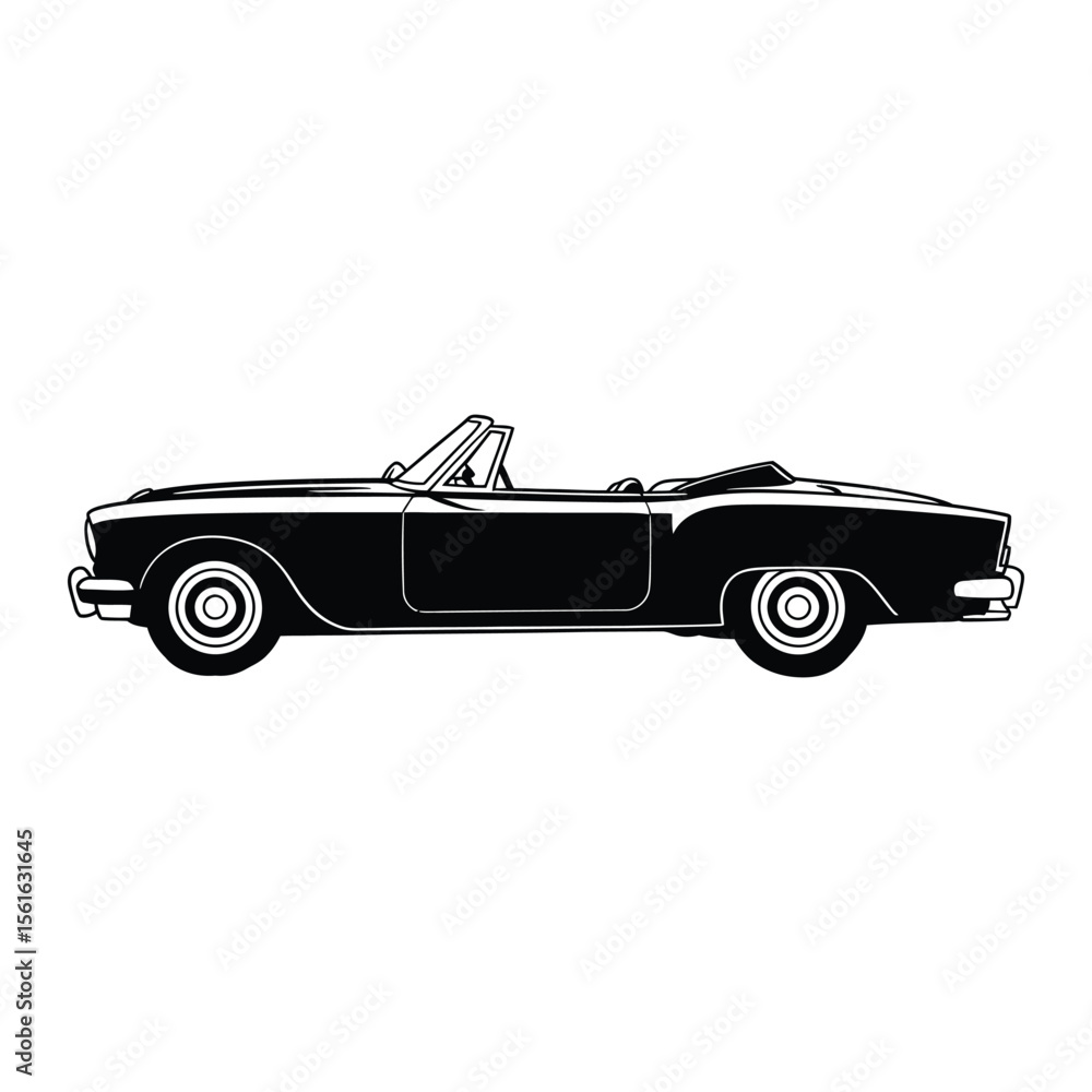 Obraz premium Convertible Silhouette, Vector, Illustration, Icon, Logo, White Background.