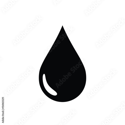 Clear droplets of water and black oil on a transparent surface, a symbol of nature's liquids