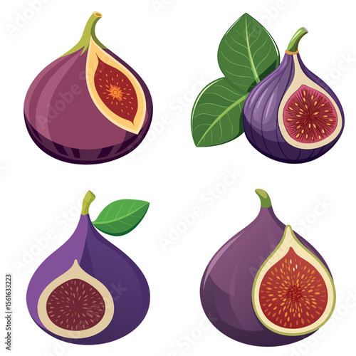Delicious fig fruit arrangement showcases the vibrant colors and textures perfectly vector illustrations