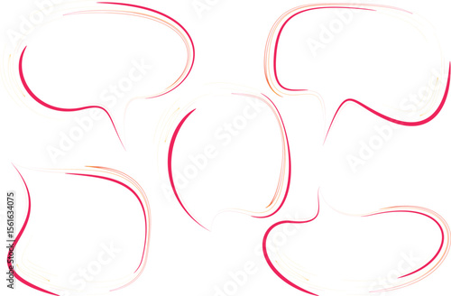 red orange abstract art stroke outline speech bubbles set