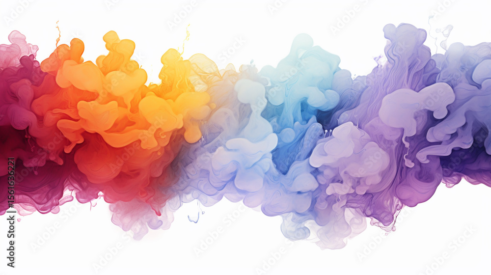 Fototapeta premium Colored rainbow made in watercolor on a white paper background.