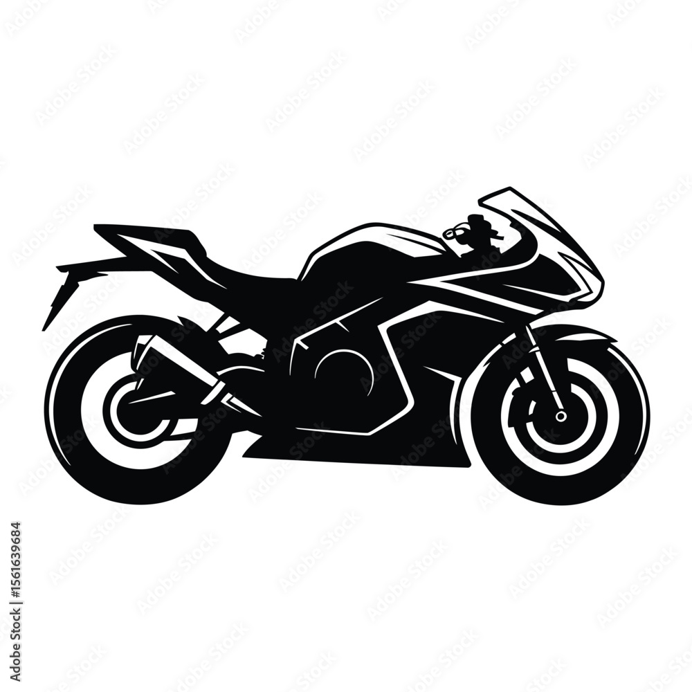 Obraz premium Sport Bike Silhouette, Vector, Illustration, Icon, Logo, White Background.