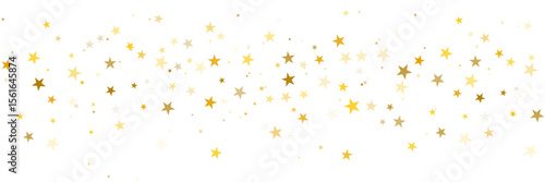 Gold stars vector background, sparkling Christmas confetti falling isolated on white. magic shining flying stars glitter backdrop, sparkle border