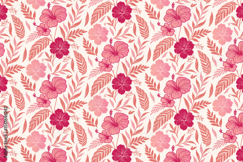 detailed floral sketch pattern in seamless format with leaf vines and rose artwork for pillowcases, wrapping paper, and textile projects


