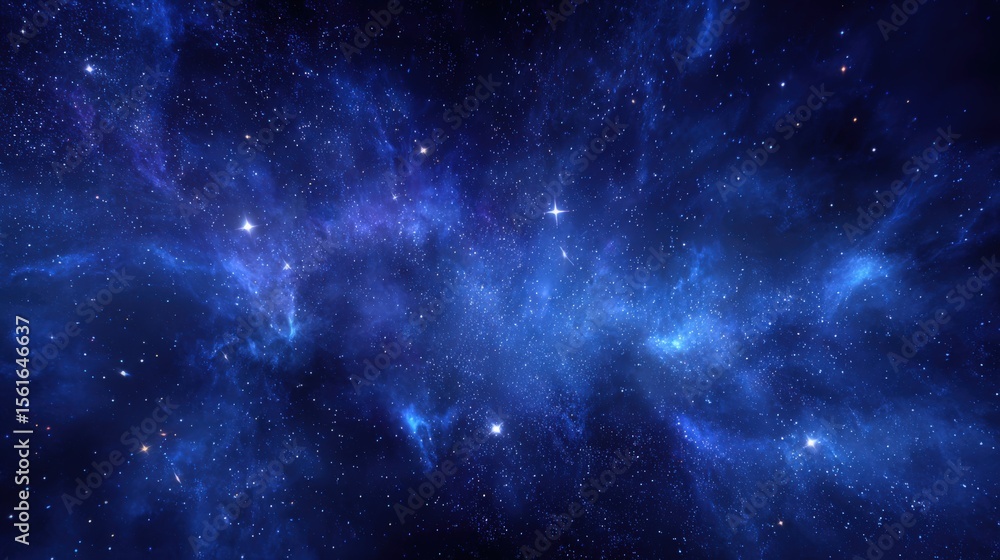 Naklejka premium Vast Starry Night Sky with Bright Galaxies and Constellations in Deep Space.