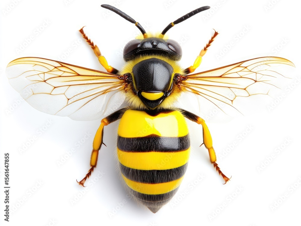 Fototapeta premium Close-up of a bee with wings spread