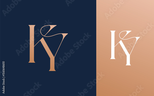 Initial letter KY YK logo design vector illustration for couple, wedding, and business