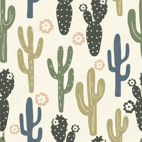 Colorful seamless cactus pattern. Ideal for textile, home decor, banner, cover, etc