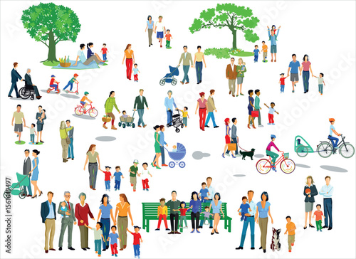 Familien Menschengruppe, Kinder und Familien,Illustration