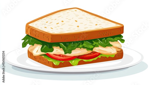 A sliced chicken sandwich on a plate