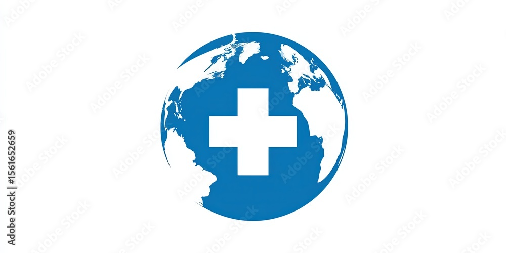 Fototapeta premium Globally Inspired Medical Cross and Earth Illustration Representing Healthcare Unity.