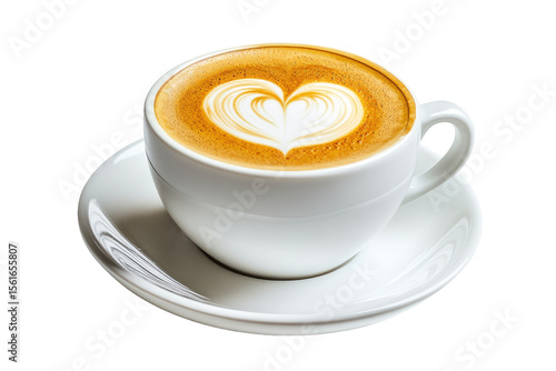 Creamy latte art in white cup