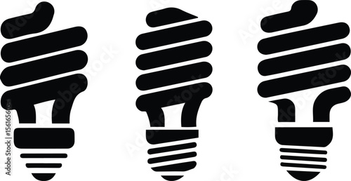 Energy Saving Bulb Icons Set –Energy Saving Bulb Icons Vector Silhouettes Design.