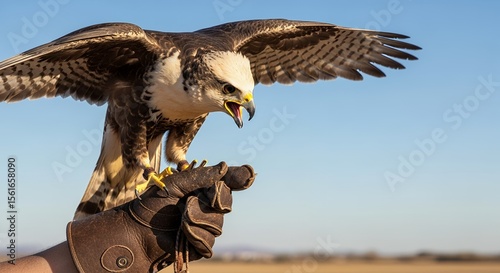 Majestic Gyrfalcon Perched on a Falconer's Glove