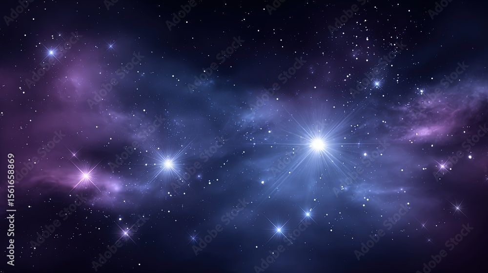 Obraz premium Vast universe with bright stars and colorful cosmic clouds in deep space scene.