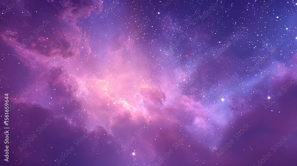Obraz premium Vibrant colorful galaxy nebula star field with cosmic dust and sparkling stars.