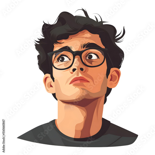 Young man contemplating life digital art portrait creative studio indoor environment close-up view
