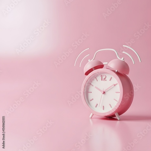 Wake Up Call: Pink Alarm Clock on Pastel Background for Time Management Concepts