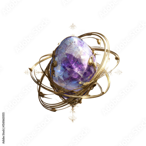 Mystical Orb Enchanting Purple Gemstone in Ornate Golden Frame