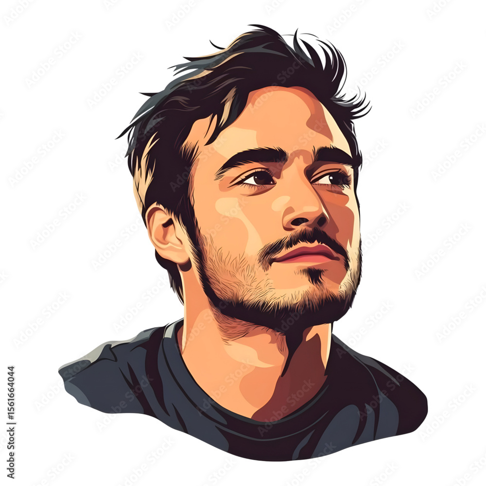 Portrait of a thoughtful man studio setting digital artwork creative environment close-up viewpoint Portrait of a thoughtful man studio setting digital artwork creative environment close-up viewpoint